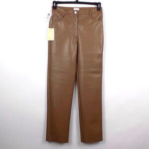 Aritzia Wilfred The Melina Vegan Leather Straight Leg Pants Size 6 High-Waist